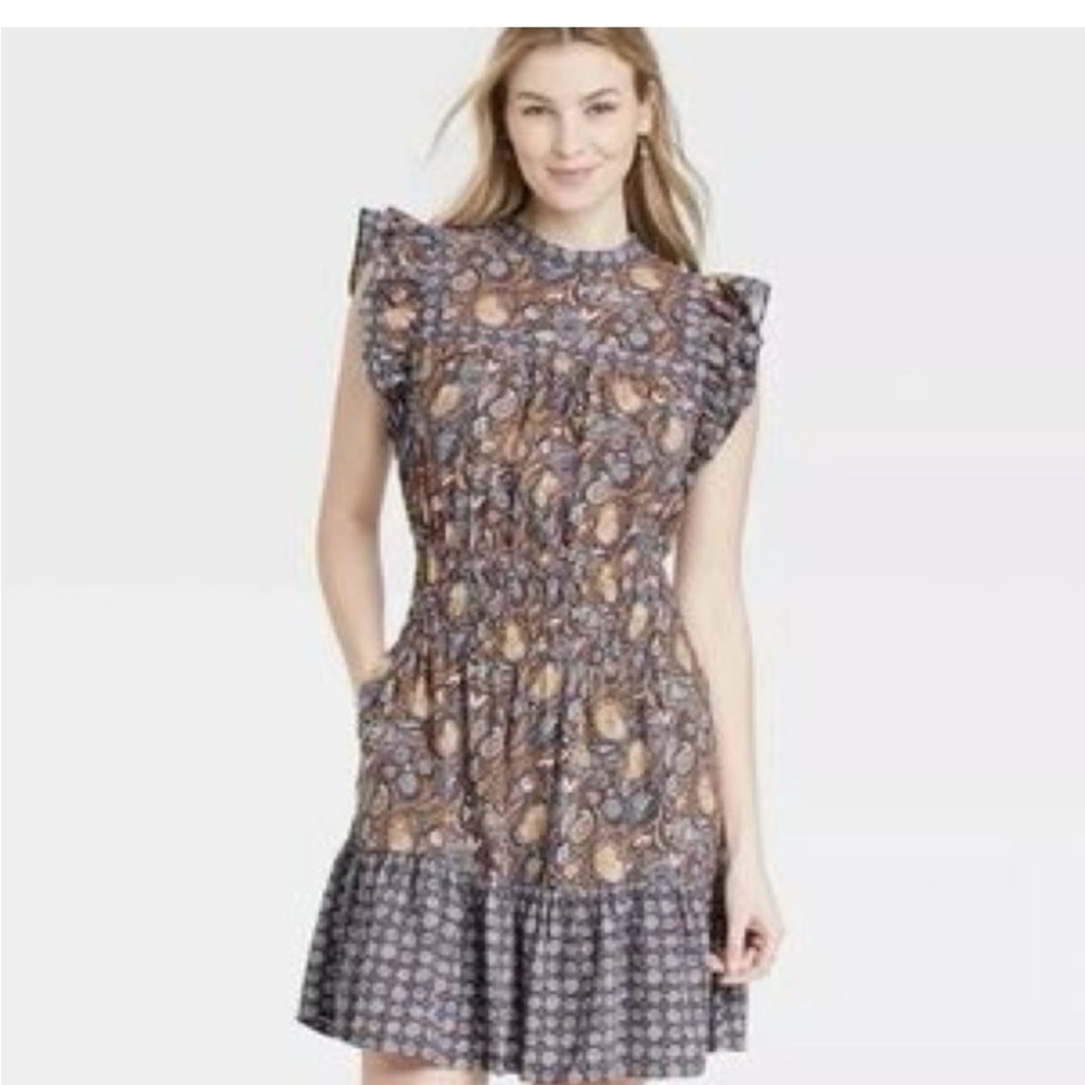 Universal Thread Paisley Flutter Sleeve Sundress Dress - Picture 2 of 4